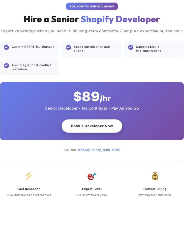Shopify Developer by the Hour