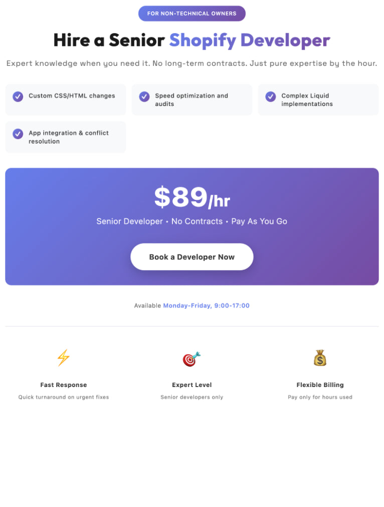 Shopify Developer by the Hour