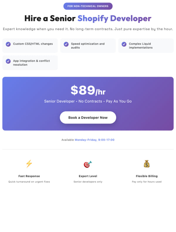 Shopify Developer by the Hour